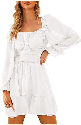 Generic Womens Pirate Costume Ruffle Dress Pirate Dress High Waist Fancy Dress Costumes Midi Dress Stylish Sexy Medieval Dress Puffy Knee-Length A-line Dress 