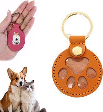 Generic Dog Hair Collector Keychain, Memorial Collection of Cat and Dog Fur, Pet Hair PU Storage Bag, Pet Hair Keepsake Charm for Pet Lovers