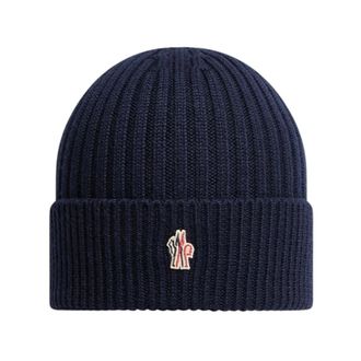 Moncler Gorro de lana acanalada en azul marino - Accessories - unisex - Azul - ONE SIZE
