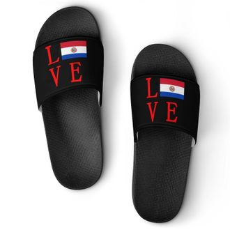 Generic Love Paraguay Flag Shower Shoes Slipper for Women Men Beach Slippers Quick Drying Non Slip Open-Toe Sandals