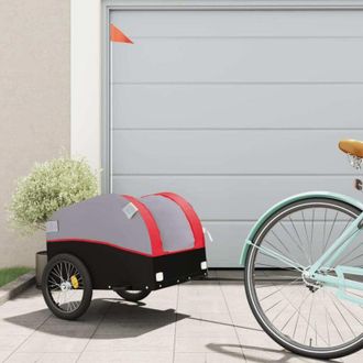 vidaXL Vidaxl - Remolque Para Bicicleta Hierro Negro Y Rojo 30 Kg