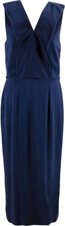 Haider Ackermann Navy Silk Midi Dress Size M