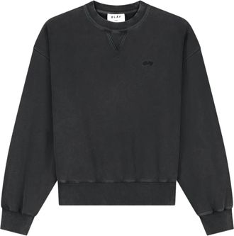 Olaf Hussein Washed Signature Boxy Crewneck - Heren - Sweatshirts - Grijs - M - Katoen - Hoodies & sweatvesten