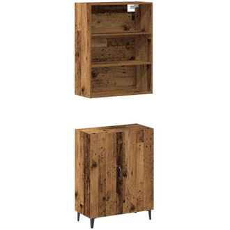 vidaXL Vidaxl - Aparador Con Armario De Pared Madera Antigua Madera Ingenier&iacute;a