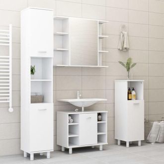 vidaXL Set Mobili da Bagno 4 pz Bianco in Truciolato - Vidaxl