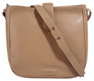 Bugatti Henkeltasche BUGATTI ELSA, Damen, Gr. B/H/T: 30cm x 28cm x 6cm onesize, beige (sand), Leder, leicht gl&auml;nzend, unifarben, Taschen Henkeltasche, echt Le