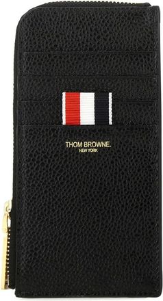 Thom Browne Zwarte leren portemonnee - Dames - Portefeuilles - Zwart - ONE Size - Leer - Accessoires