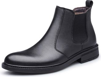 Generic Mens Chelsea Ankle Boots Elastic Bandage Vegan Leather Slip On Wearable Anti-slip Non Classic Slip On(Black,9.5 UK)