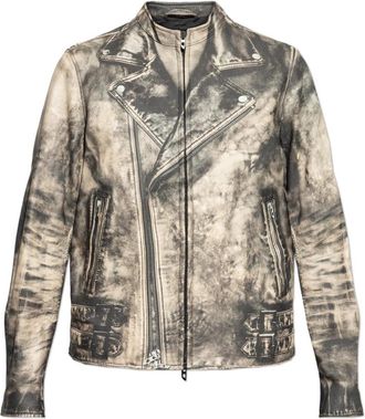 Diesel L-Tad-Print Leren Jas - Heren - Leren en Su&egrave;de Jassen - Beige - M - Leer - Jassen