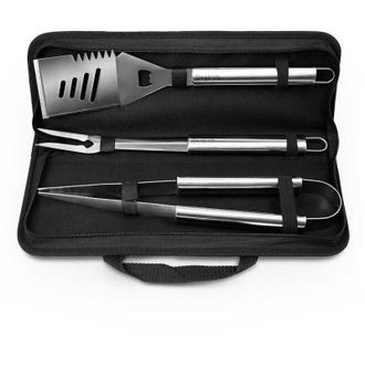 Trade Shop Trade Shop - Set Accessori Utensili Barbecue Bbq Con Forchettone Pinza Spatola Apribottiglia