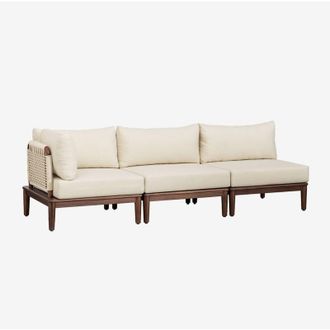 Sklum Sklum - Divano angolare da giardino componibile Giulia 3 pezzi in acacia