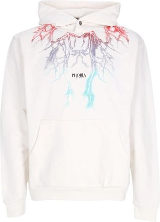 Phobia Archive Bicolor Lightning Print Hoodie - Heren - Hoodies - Wit - XL - Katoen - Hoodies & sweatvesten