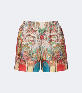 Etro Paisley silk satin shorts