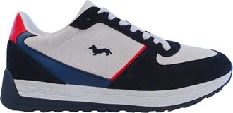 Harmont & Blaine Blauw Witte Sneakers met Bassotto Logo - Heren - Sneakers - Veelkleurig - 45 EU - Su&egrave;de - Schoenen