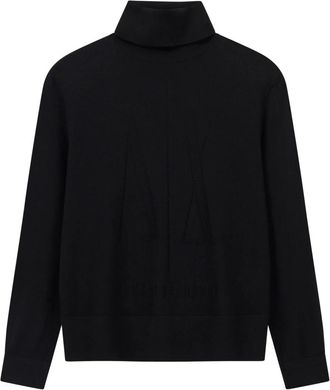 A|X Armani Exchange Maxi-Logo Pullover - Heren - Coltruien - Zwart - XS - Wol - Truien & Vesten