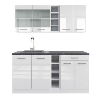 Vicco Cocina Vers&aacute;til R-line, Blanco Alto Brillo/blanco, 160 Cm, Et Antracita