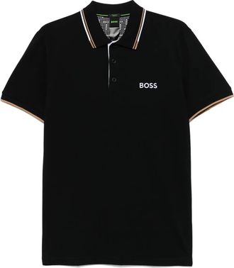 BOSS logo-embroidered polo shirt - Black