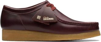 Clarks Dieprode Leren Wallabee Schoenen - Heren - Veterschoenen - Rood - 43 EU - Leer - Schoenen
