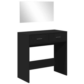 Berkfield Home Dressing Table with Mirror Black 80x39x80 cm | Size: 80 x 39 x 80 cm