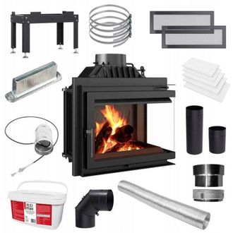 Kratki Kamineinsatz Gusseisen KRATKI SIMPLE rechts 8 kW &Oslash; 200 Set