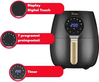 Ardes Freidora De Aire Ardes Ar1k33 5l 1450w Panel Digital 7 Programas Negra