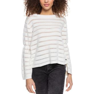 Roxy Aloha Open Stitch Cotton Blend Sweater in Snow White at Nordstrom, Size Small