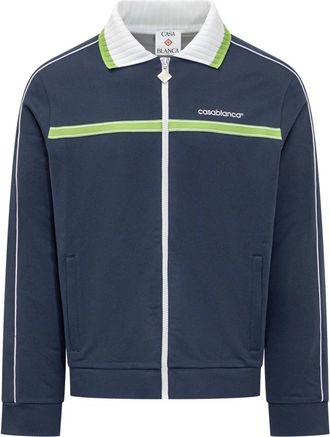 Casablanca Pique Track Jacket - Heren - Vesten met rits - Blauw - M - Polyester - Hoodies & sweatvesten