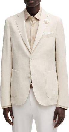BOSS Hanry Slim Fit Slub Wool & Cotton Blend Sport Coat in Open White at Nordstrom, Size 40 - R