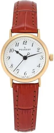 Peugeot Minimalist Small face Easy Read Leather Watch- 27MM in Brown at Nordstrom
