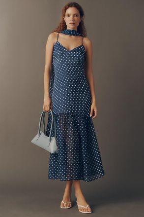 Maeve Sleeveless V-Neck Tiered Scarf Midi Dress
