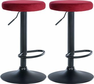 Clp Clp - Set De 2 Taburetes De Bar Ponte En Terciopelo Rojo Metal Negro Mate