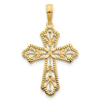 Diamond2Deal 14k Yellow Gold Fancy Cross Pendant