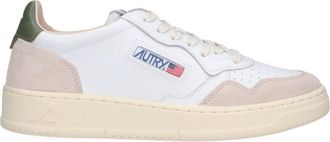 Autry Low-Top White Leather Sneakers with Beige Suede Overlays