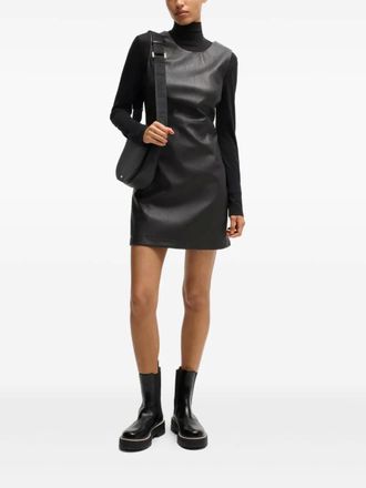 BOSS faux-leather mini dress - Black