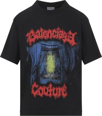 Balenciaga T-Shirts, female, Black, Size: S Medium Fit T-shirt