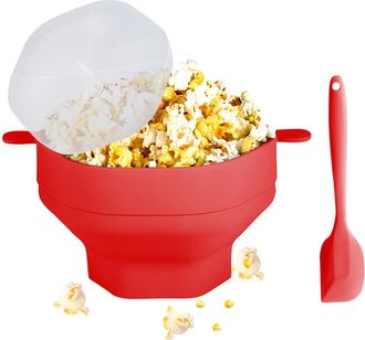 OEM Bol De Silicona Plegable Para Palomitas De Ma&iacute;z Con Tapa Y Asa, M&aacute;quina Para Hacer Palomitas De Ma&iacute;z En Microondas Con Accesorio Para Remover (rojo)
