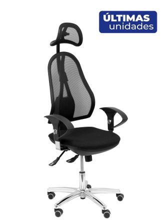 Piqueras y Crespo Silla Socu&eacute;llamos Sincro Malla Negra Asiento Tela Negra Brazos Regulables Con Cabecero