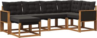 vidaXL Conjunto De Sof&aacute;s De Exterior 6 Uds. Natural Y Negro Vidaxl