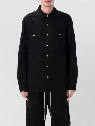 Rick Owens relaxed cotton overshirt point collar button cuffs