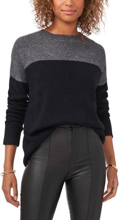 Vince Camuto Extended Shoulder Colorblock Sweater in Rich Black at Nordstrom, Size Xx-Large