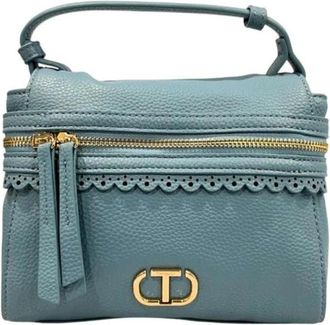Twinset PU Lederen Handtas met Verstelbare Riem en Meerdere Vakken - Dames - Handtassen - Blauw - ONE Size - Tassen
