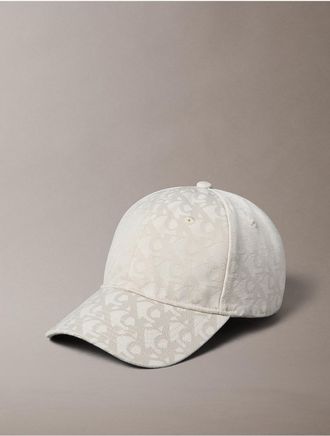 Calvin Klein Mens Allover Monogram Baseball Cap - White