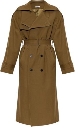 Balmain Cappotto in lana con cintura - - Coats - Donna - Marrone - S