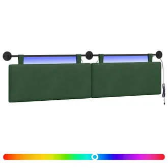 vidaXL Cabecero Colgante Con Luz Led Verde Selva Tela De Pana Vidaxl