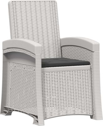 vidaXL Sill&oacute;n De Jard&iacute;n Reclinable Imitaci&oacute;n Rat&aacute;n Blanco Y Antracita Vidaxl