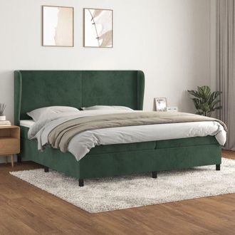 vidaXL Vidaxl - Cama Box Spring Con Colch&oacute;n Terciopelo Verde Oscuro 200x200 Cm