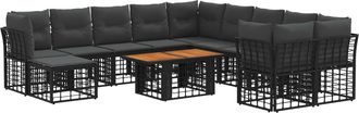 vidaXL Conjunto De Sof&aacute;s De Jard&iacute;n 12 Uds. Negro Y Gris Oscuro Vidaxl