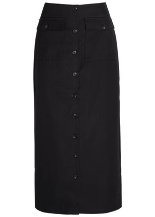 Reformation Britt Twill Midi Skirt - Brown - 4 (UK8 / S)