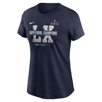 Nike Seattle Seahawks Super Bowl LX Champions Sacrifice Nike Womens NFL T-Shirt in Blue | NKAF41S78X-AVB