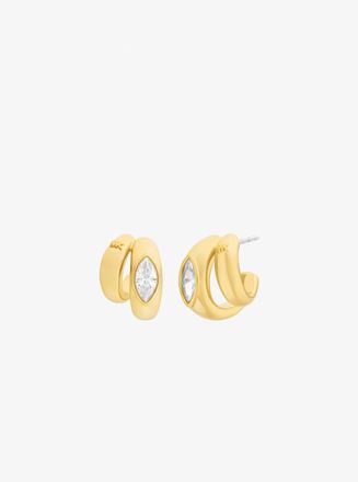 Michael Kors Marquise Cut Cubic Zirconia Double Hoop Earrings